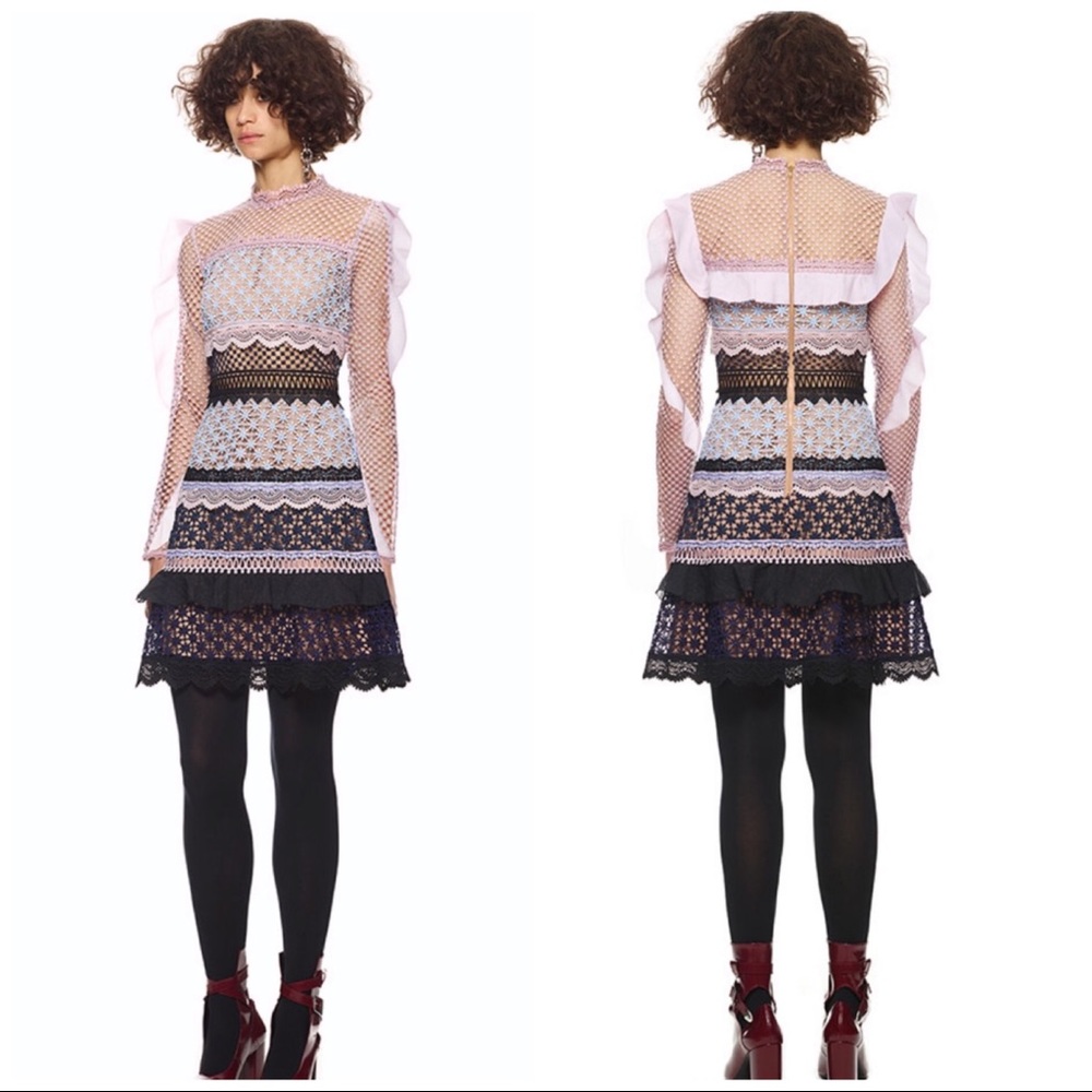 Self Portrait Bellis Lace Trim Dress Sz 2 XS